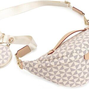 Beige Faux Leather Crossbody Sling Bag for Women, Waterproof, Adjustable Strap,